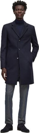 HUGO BOSS Mens Hyde Tailored Fit Long Formal Coat in Blue - Size 40 (Chest)