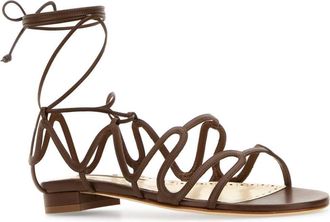 Manolo Blahnik Womens Fawda Sandal Brown Leather