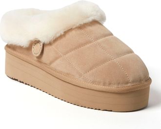Dearfoams Fireside by Dearfoams Womens Bendigo Genuine Shearling Quilted Platform Clog