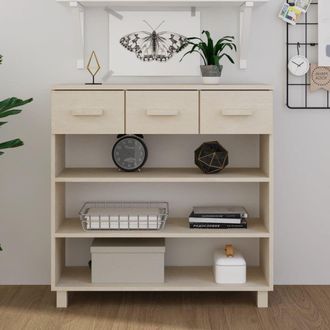 Berkfield Home Console Table HAMAR Honey Brown 90x35x90 cm Solid Wood Pine | Size: 90 x 35 x 90 cm