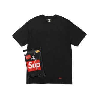 SUPREME Tops, Heren, Zwart, S, Katoen, Hanes Tagless Tees (3 Pack)