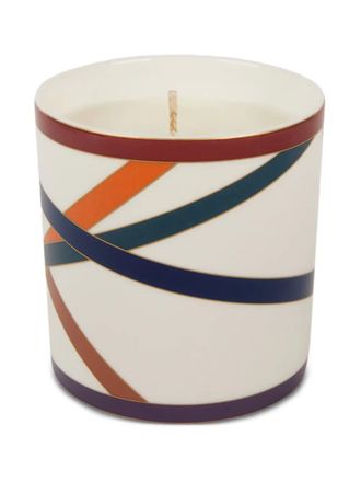 Missoni Home ribbon-pattern candle - White