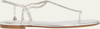 Gianvito Rossi Metallic Leather Crystal Flat Sandals