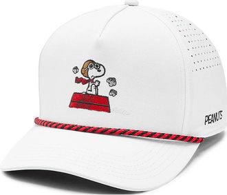 Black Clover Snoopy Red Baron 5 Panel Mid Rope Adjustable Hat Baseball Caps White, Polyester/Spandex