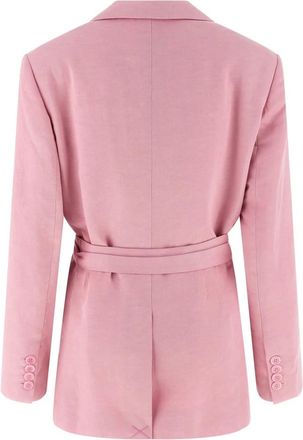Nude Geknoopte Blazer met Dubbele Rij - Dames - Blazers - Roze - S - Linnen - Jassen