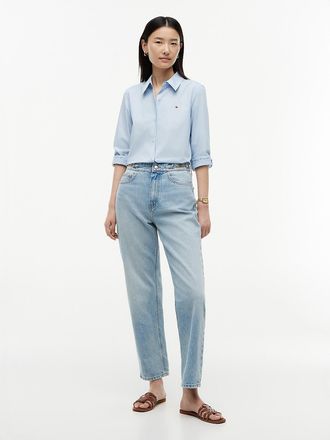 Tommy Hilfiger Womens High-Rise Tapered Jean - Light Denim - 30W x LongL