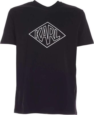 Karl Lagerfeld Zwart T-shirt van katoen met logo-opdruk - Heren - T-shirts - Zwart - 2XL - Katoen - Tops