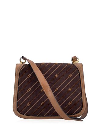 Gucci Brown Cotton Logo Diagonal Shoulder Bag (Authentic Pre-Loved)