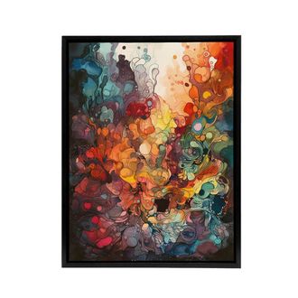 Artery8 Colourful Abstract Coral Reef Framed Canvas Wall Art Print | Size: W24 x H32