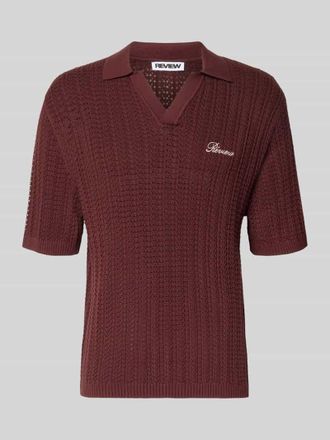 Review Slim Fit Poloshirt in Crochet-Optik in Bordeaux, Gr&ouml;&szlig;e XXL
