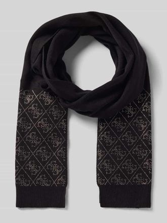 Guess Schal aus Viskose-Mix mit Ziersteinbesatz Modell NORA in Black, Größe 1