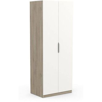 Dmora Dmora - Armario 2 Puertas Fioretta, Muebles De Dormitorio, Vestidor, Armario De Ropa, 79x51 H203 Cm, Roble Y Blanco Mate