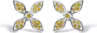 House of Brilliance Sterling Silver Yellow Treated Diamond Accent Floral Stud Earrings at Nordstrom