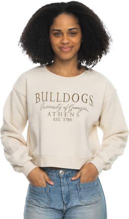 ZooZatZ Womens ZooZatz Tan Georgia Bulldogs Cropped Crewneck Sweatshirt at Nordstrom, Size X-Large