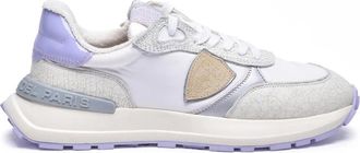 Philippe Model White Leather Lilac Accent Low-Top Sneakers