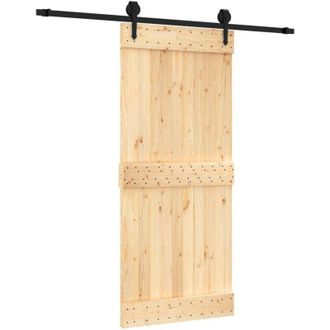 vidaXL Puerta Corredera Con Herrajes Madera Maciza De Pino 90x210 Cm Vidaxl