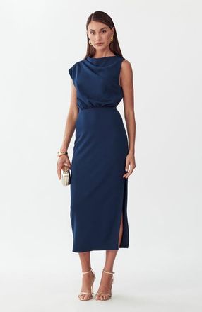 ST MRLO Lily Midi Dress in Navy Blue at Nordstrom, Size 10