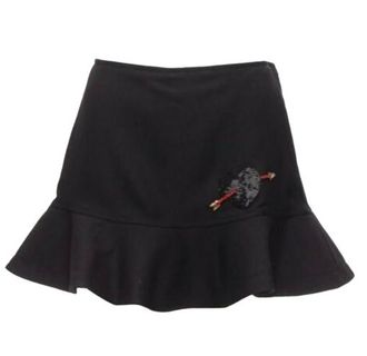 Valentino Garavani Valentino Beaded HeartBlack Wool Flared Skort Size XXS