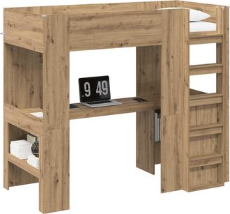 vidaXL Estructura De Litera Con Escritorio Roble Artisan 100 X 200 Cm Vidaxl