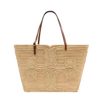 Tory Burch Tory Burch, Tote Bags, female, Beige, Size: ONE SIZE Ella Straw Large Purse