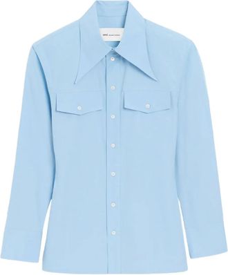 Ami Camicia con maniche a palloncino - Blu