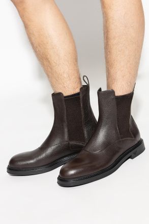 Emporio Armani Leather Chelsea Boots, Mens, Brown