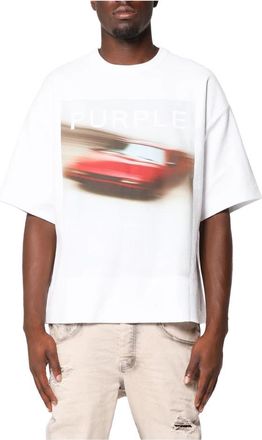 Purple Heavyweight Textured Jersey Tee - Heren - T-shirts - Wit - L - Katoen - Tops