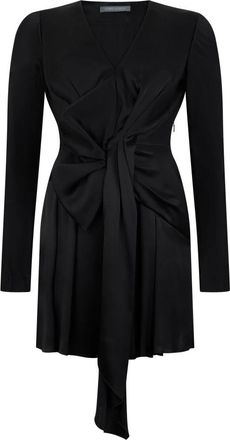 Alberta Ferretti Elegante jurk met lange mouwen en draperie - Dames - Korte kleedjes - Zwart - XS - Leer - Kleedjes