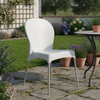 Dmora Dmora Chaise Empilable Avec Pieds En Aluminium, Made In Italy, Couleur Blanche, Dimensions 54 X 85 X 51 Cm