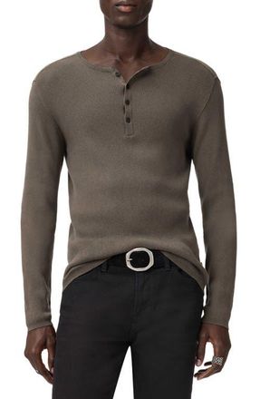 John Varvatos Javis Organic Cotton & Cashmere Rib Henley in Teakwood at Nordstrom, Size Xx-Large