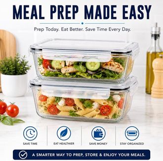Sorbus Glass Meal Prep Containers - Set Of 2