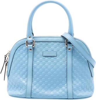 Gucci Pre-owned Dome Satchel - Dames - Vintage Handtas - Blauw - ONE Size - Leer - Vintage