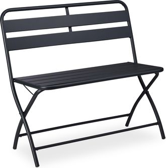 Relaxdays Banco Jard&iacute;n Plegable, Resiste Intemperie, 2 Plazas, Jard&iacute;n, Balc&oacute;n, Asiento Exterior 83,5x90x49 Cm, Gris - Relaxdays