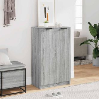 Berkfield Home Shoe Cabinet Grey Sonoma 59x35x100 cm Engineered Wood | Size: 59 x 35 x 100 cm