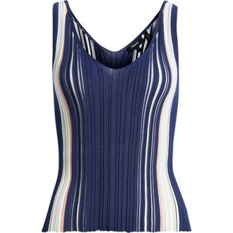 Theory Berkley Cotton Blend Scoop Neck Tank in Navy Multi at Nordstrom, Size Medium
