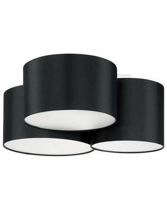Eglo Eglo Pastore 3 Light Ceiling Light With Black Fnish & Black & White Fabric Shades