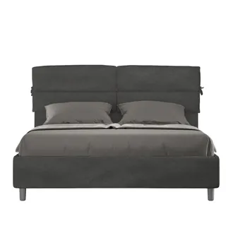 Les Tendances Les Tendances - Letto Matrimoniale Rivestito In Microfibra - Nandy - Dimensione Rete: 160x200 - Colore: Grigio - Tipologia Letto: Con Rete E Contenito