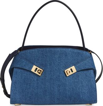 Ferragamo Small Hug Denim Shoulder Bag in Denim/Midnight at Nordstrom