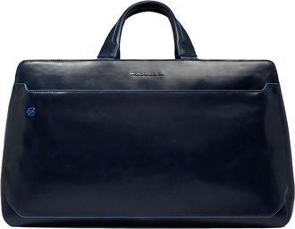 Piquadro Personaliseerbare Duffel Bag voor Laptop 14 - Heren - Weekendtassen - Blauw - ONE Size - Leer - Tassen