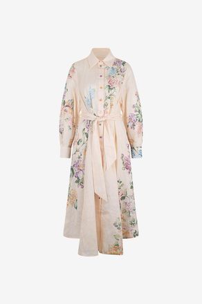 Zimmermann Gebl&uuml;mtes Midi-Hemdkleid aus Leinen Halliday Tucked