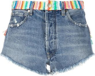 Alanui Over The Rainbow denim shorts - women - Cotton - 27 - Blue