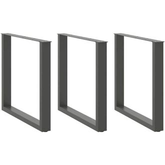 vidaXL Patas Para Mesa De Comedor En Forma De U (3 Unidades), Antracita, 80 X (72-73) Cm, Acero Vidaxl