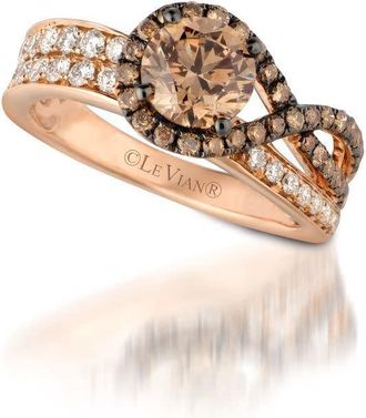 Le Vian Ladies Chocolate Solitaire Rings set in 14K Strawberry Gold