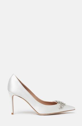Scarosso Greta High Heels in White Rhinestone - Silk at Nordstrom, Size 42
