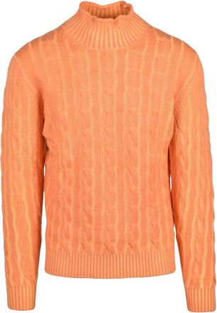 KANGRA Cable Knit Sweater With Distinctive Volcano Collar