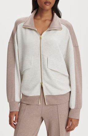 Varley Garcia Full Zip Sweatshirt in Ivory Marl/Taupe Marl at Nordstrom, Size X-Large