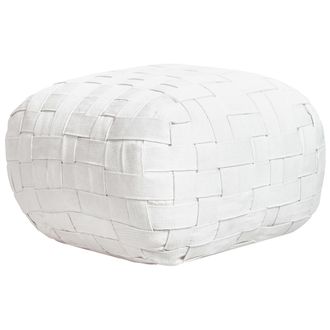 Beliani Beliani - Puf Exterior Tejido A Mano Otomana Material Sint&eacute;tico Accesorios De Jard&iacute;n 50 X 50 Cm Bodla Blanco Crema