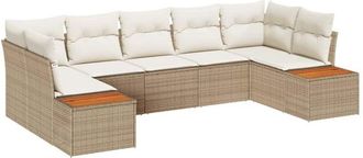 vidaXL Vidaxl - Conjunto De Sof&aacute; De Jard&iacute;n Con Coj&iacute;n 7 Pcs Beige Y Crema