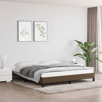 vidaXL Cama Sin Colch&oacute;n De Tela Marr&oacute;n Oscuro 160x200 Cm Vidaxl