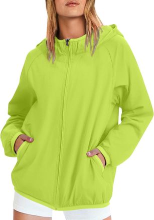 Generic Lightweight Waterproof Jackets for Women UK Thin Hooded Rain Coat Ladies Packable Functional Sun Protection Quick Dry Raincoat Breathable Outdoor Runn